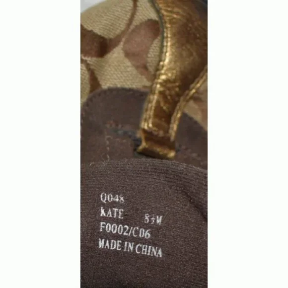 Coach Kate shoes sneakers brown stripe gold toe detail size 8 1/2 M EUC - Picture 6 of 7